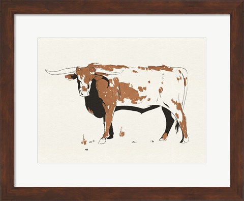 Framed Terre Cotta Steer IV Print