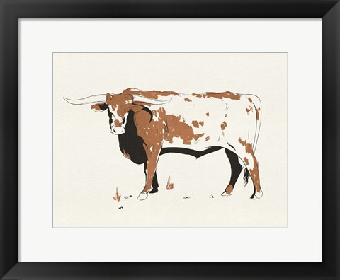 Framed Terre Cotta Steer IV Print