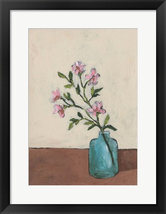 Framed Blossom in Blue Vase II Print