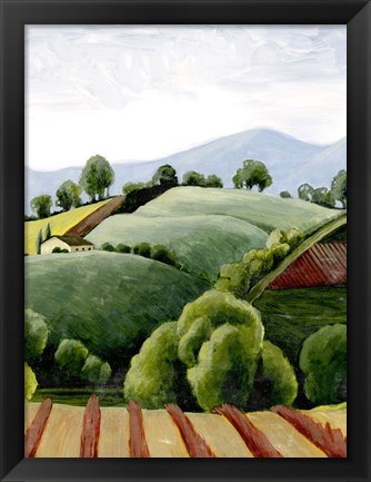 Framed Tuscan Valley Sketch I Print