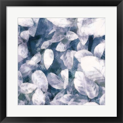 Framed Blue Shaded Leaves III Print