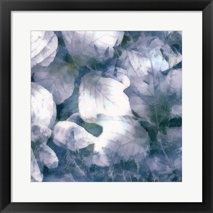 Framed Blue Shaded Leaves IV Print