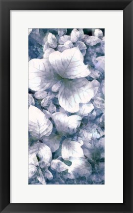 Framed Blue Shaded Leaves V Print