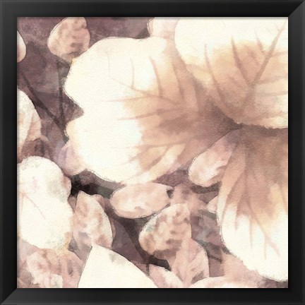 Framed Blush Shaded Leaves I Print