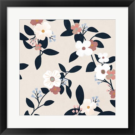 Framed Pink Petal Branch II Print