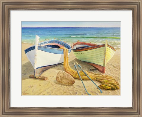 Framed Barche Sulla Spiaggia Print