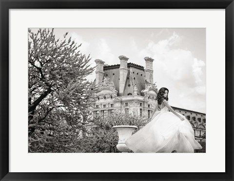 Framed Young Woman at the Chateau de Chambord (BW) Print