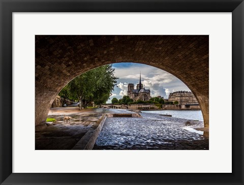 Framed Chien et Notre Dame Print