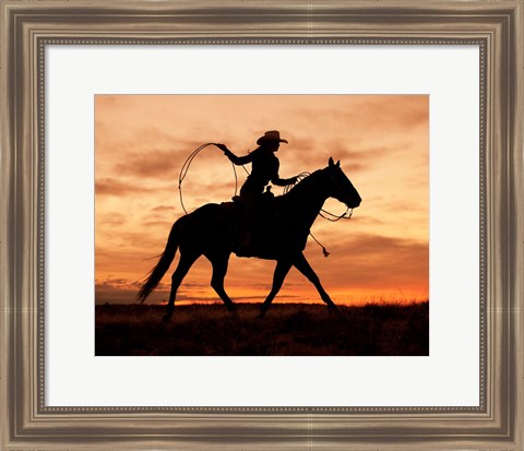 Framed Cowgirl Silhouette Print