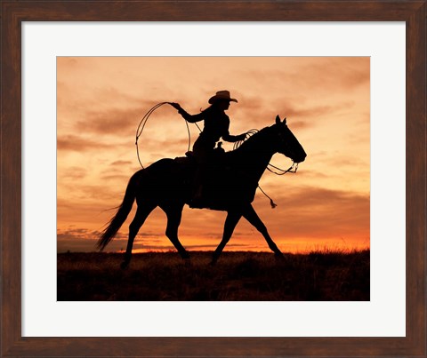 Framed Cowgirl Silhouette Print