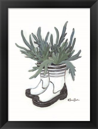 Framed Rain Boot Staghorn Fern Print