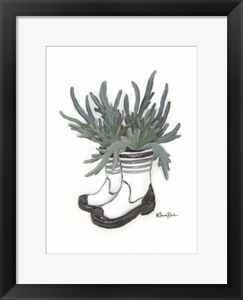 Framed Rain Boot Staghorn Fern Print