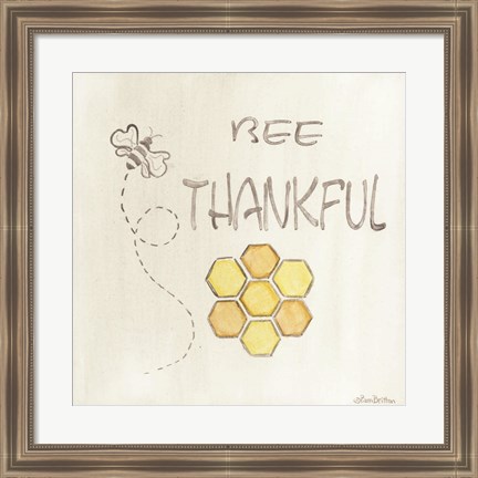 Framed Bee Thankful Print