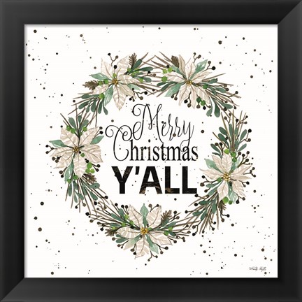 Framed Merry Christmas Y&#39;all Wreath Print