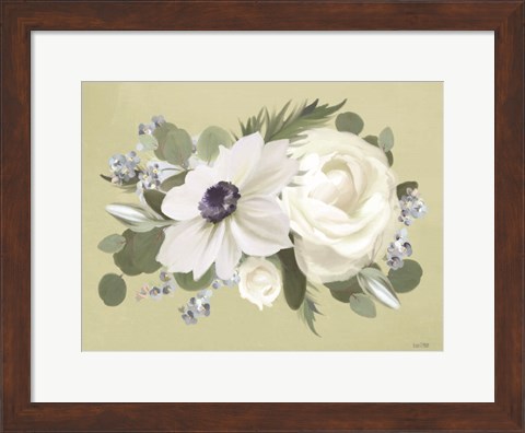 Framed Anemone in Sage I Print