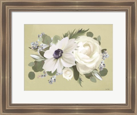 Framed Anemone in Sage I Print