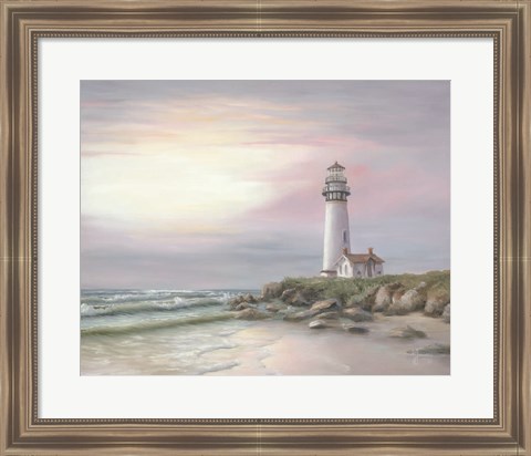 Framed Lighthouse at Sunset Print