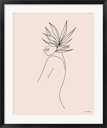 Framed Modern Figural Line Drawing Print