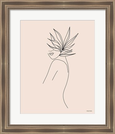 Framed Modern Figural Line Drawing Print