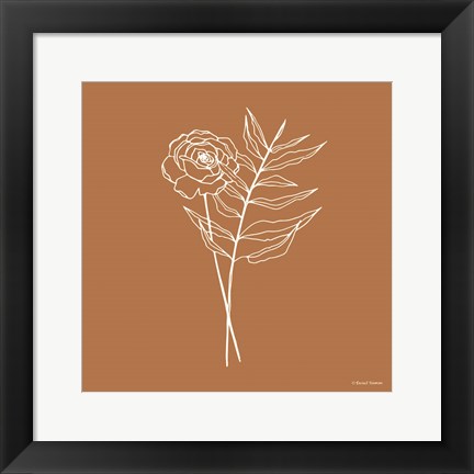 Framed White Floral Line Drawing Print