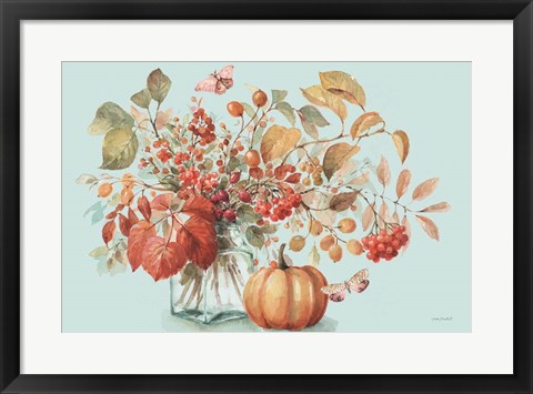 Framed Autumn in Nature 01 on Aqua Print