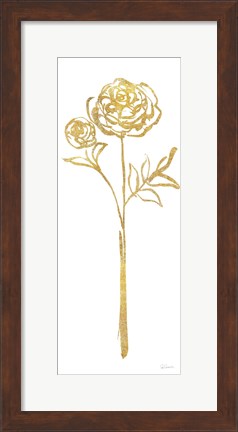 Framed Floral Line I White Gold Print