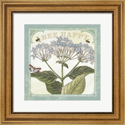 Framed Parisian Flowers I Bees Print