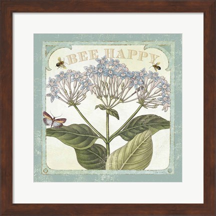 Framed Parisian Flowers I Bees Print