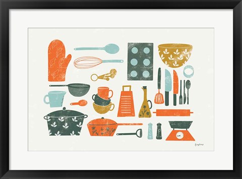 Framed Retro Kitchen I Print