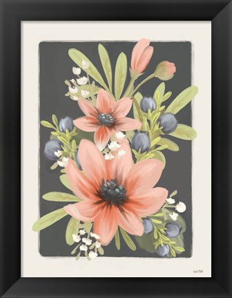 Framed Floral Blueberries I Print