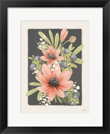 Framed Floral Blueberries I Print