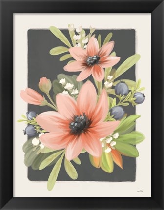 Framed Floral Blueberries II Print