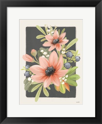 Framed Floral Blueberries II Print