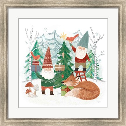 Framed Woodland Gnomes I Print