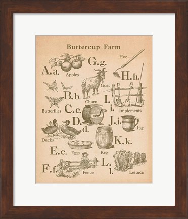 Framed Vintage Alphabet I Print