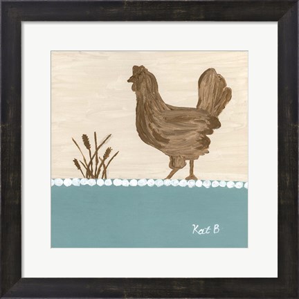 Framed Out to Pasture I  Brown Chicken Print