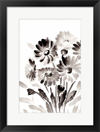 Framed Simple Black Daisies Print