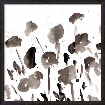 Framed Simple Black Poppies I Print