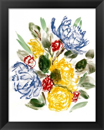 Framed Chalky Blue &amp; Yellow I Print