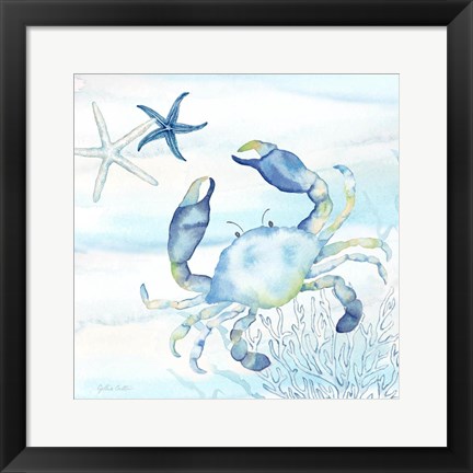 Framed Great Blue Sea V Print