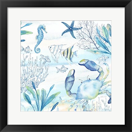 Framed Great Blue Sea XVI Print