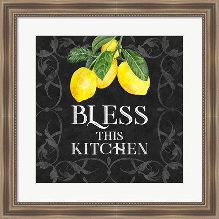 Framed Live with Zest sentiment I-Bless this Kitchen Print