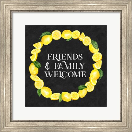 Framed Live with Zest wreath sentiment III-Friends &amp; Family Print