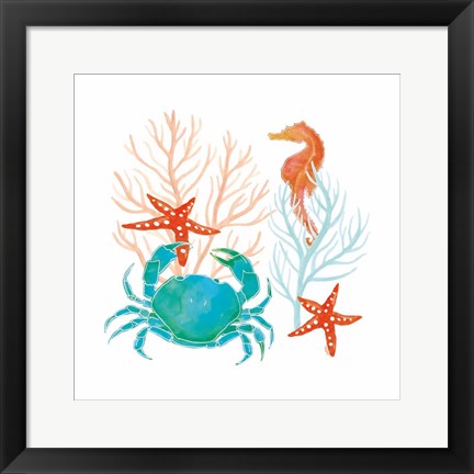 Framed Coral Aqua VII Print