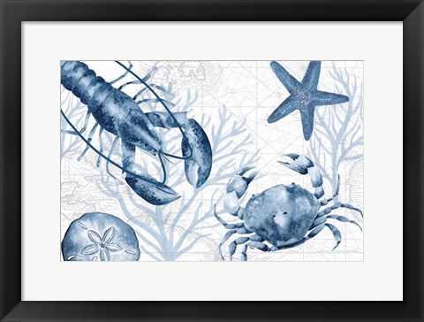 Framed Deep Blue Sea III on White Print