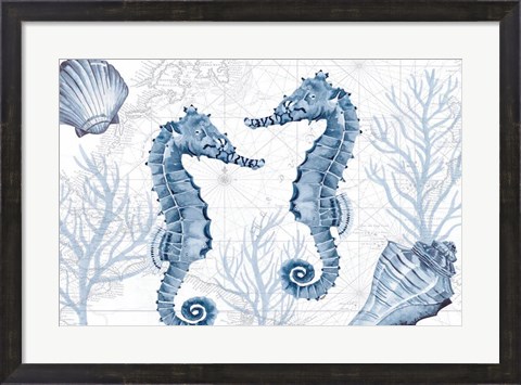 Framed Deep Blue Sea IV on White Print