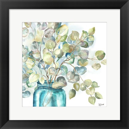 Framed Eucalyptus in Mason Jar II Print