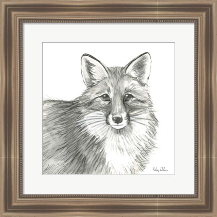 Framed Watercolor Pencil Forest III-Fox Print