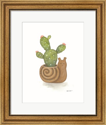 Framed Snail Planter Cactus Print