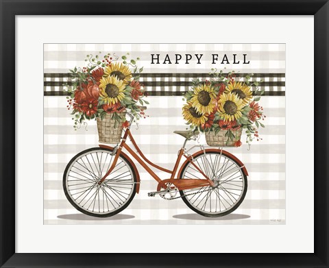 Framed Happy Fall Bicycle Print